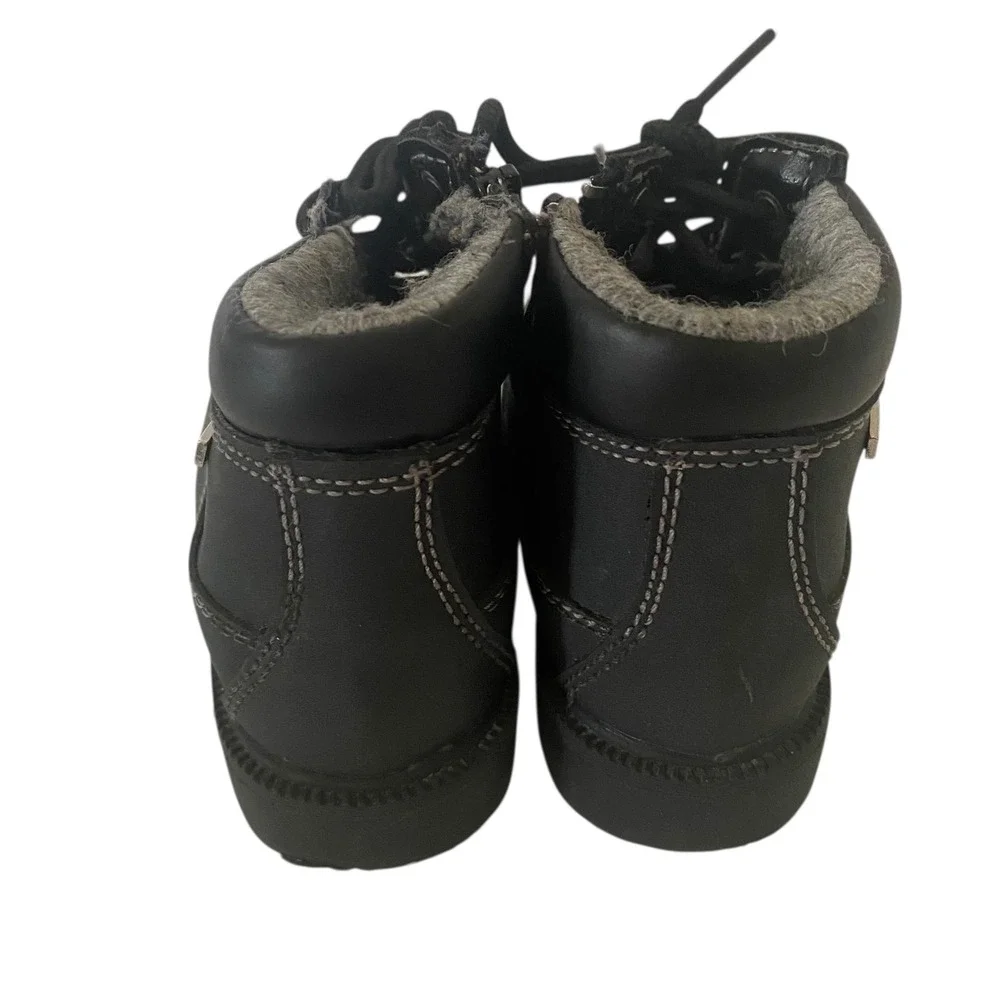 SmartFit‎ Kids Black Waterproof Winter Work Boots Side Zip Faux Fur Lined Size 9